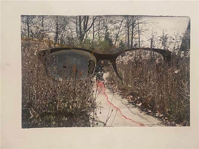 Zoe Bennett, Hathaway Brown School, Grade 12, Peering Through the Tallgrass, Mixed Media, Educator: Shelly Ahern, Honorable Mention