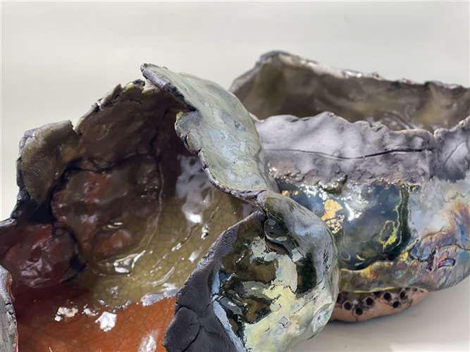 Caleb Moore, Notre Dame Cathedral Latin School, Grade 12, Raku Bowl Set, Ceramics & Glass, Educator: Clare Raack, Silver Key