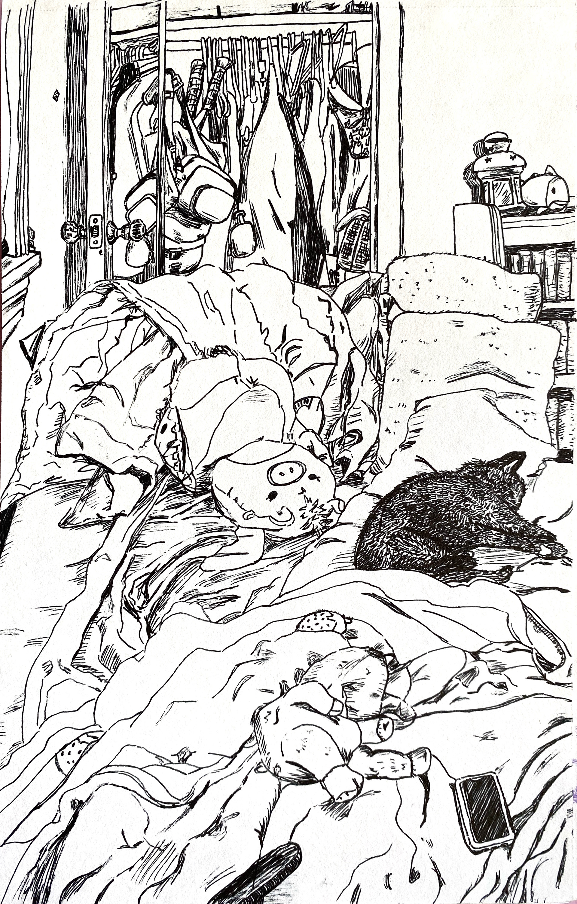 juliet Duffy,Cleveland Heights High School, 11th, Minerva taking a long nap, Drawing & Illustration, Sarah Cooper, Gold Key
