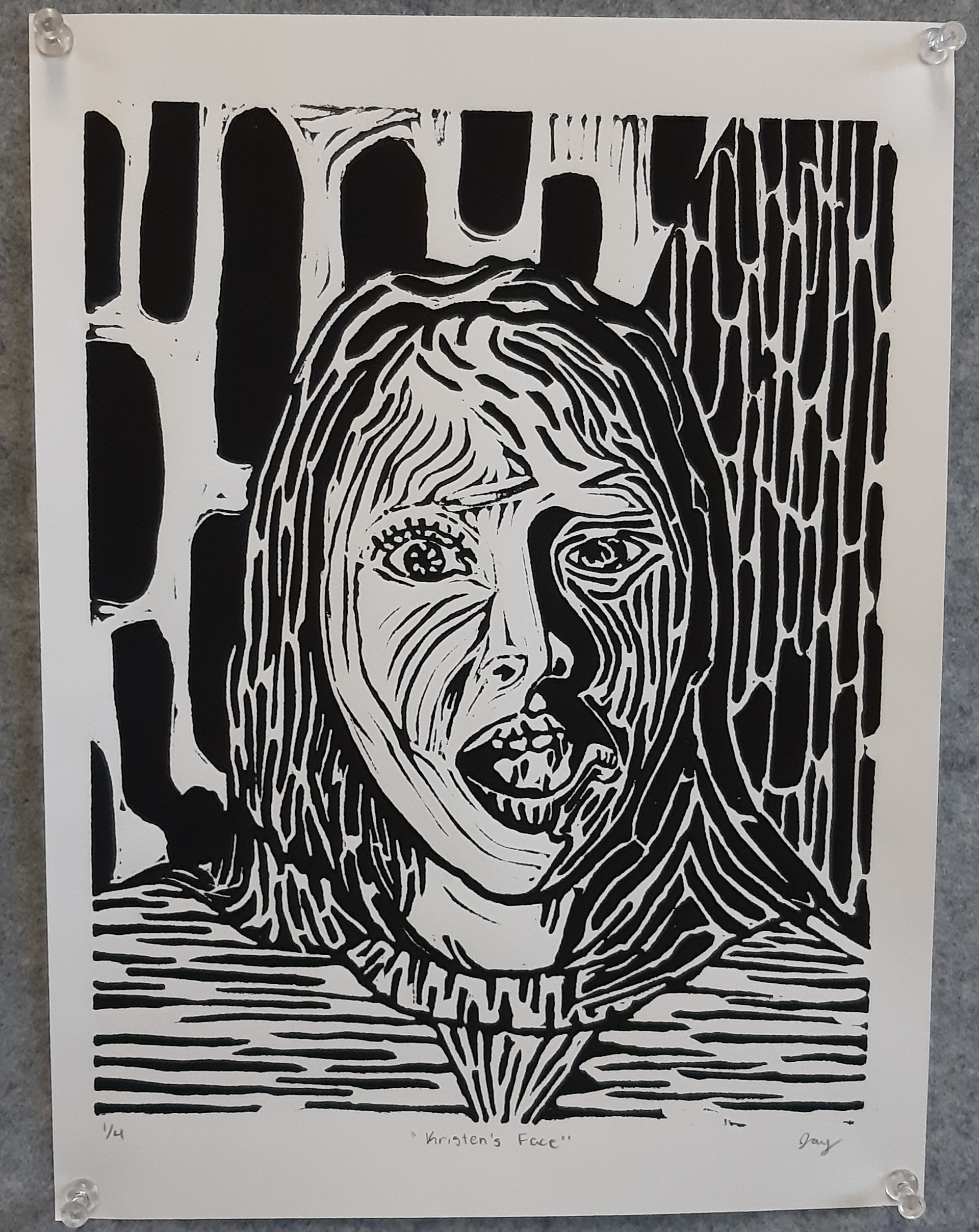 Kristen Jay, Padua Franciscan High School, Grade 11, Kristen's Face, Printmaking, Educator: Stefanie Cook, Honorable Mention