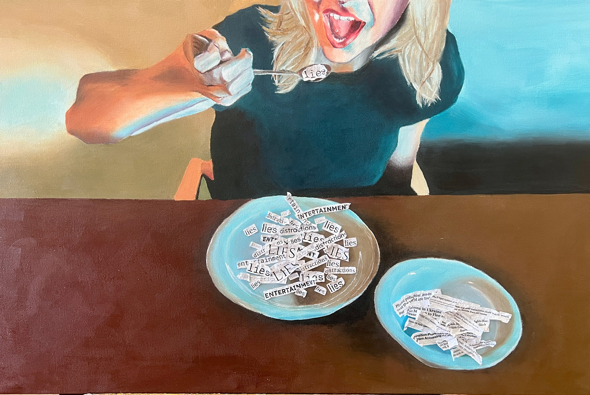 Stella Kronstain, Laurel School,11th,Consuming Media,Painting,Darius Steward, Gold Key