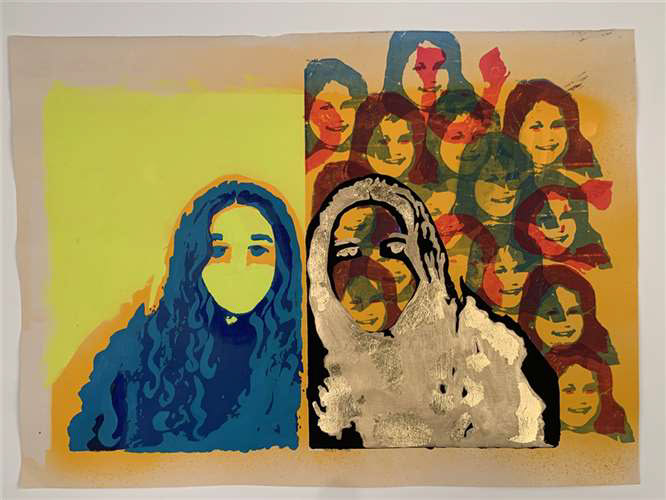 Ella Rosenberg, Hathaway Brown School, Grade 11, Juxtaposition, Printmaking, Educator: Shelly Ahern, Silver Key
