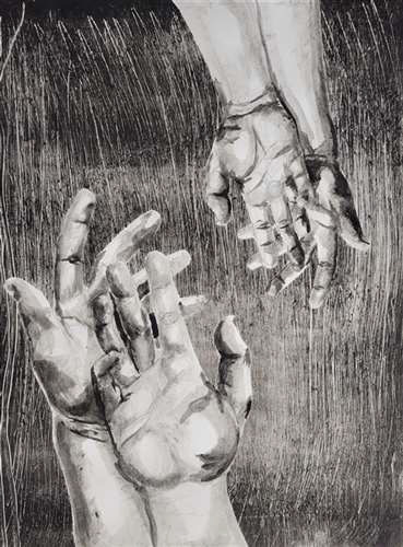 Paul Angert, St Ignatius High School, Grade 11, Outstretched Hands, Drawing & Illustration, Educator: Julianna Burrows, Honorable Mention