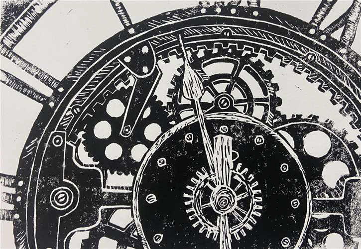 Nikolina Gelic, Mentor High School, Grade 12, Living Room Clock, Printmaking, Educator: Heidi Toot, Silver Key