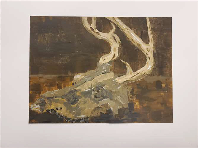 Victor Mizak, Brecksville Broadview Hts Middle School, Grade 8, Skull #1, Painting, Educator: Anne Jones, Honorable Mention