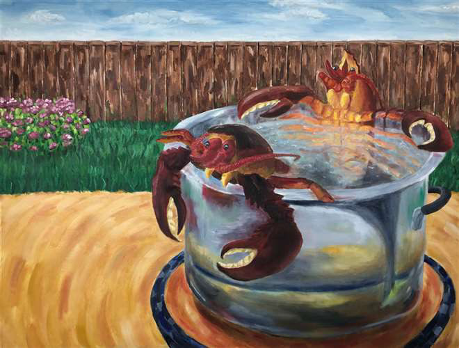 Ryan Hill, Chagrin Falls High School, Grade 12, It's Getting a Little Hot, Painting, Educator: Jill Eisert, Honorable Mention