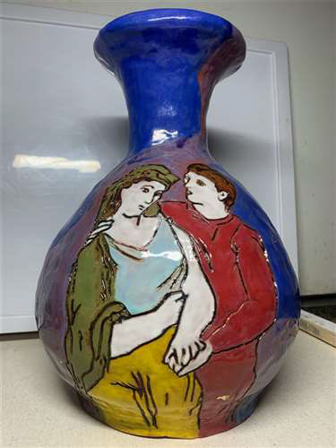 Anna Fallon, Beaumont School, Grade 12, Coiled Lovers, Ceramics & Glass, Educator: Sally Hudak, Honorable Mention
