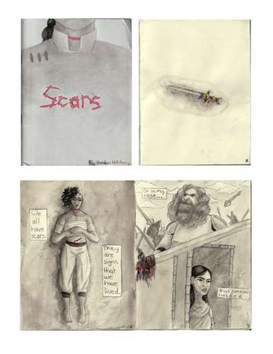 Haiden Whitney,Shaker Heights High School,12th,Scars,Mixed Media,Karen Mehling-Howson, GoldKey
