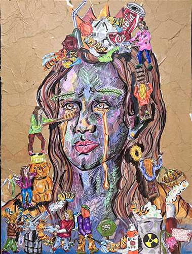 Katelyn Torres, Kenston High School, Grade 12, God Save the Queen Bee, Mixed Media, Educator: Andie Quinn, Silver Key