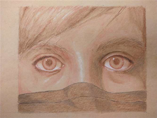 Madeleine Griffiths, Shaker Heights High School, Grade 12, Self Portrait of My Upper Face, Drawing & Illustration, Educator: Keaf Holliday, Honorable Mention