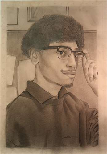 Jarel Soto, Cleveland Central Catholic High School, Grade 12, Self Portrait in Black and White, Drawing & Illustration, Educator: Mary Brondfield, Honorable Mention