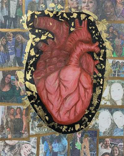 Sara Bumpus, Notre Dame Cathedral Latin School, Grade 12, Beating Heart, Mixed Media, Educator: Claire Raack, Honorable Mention