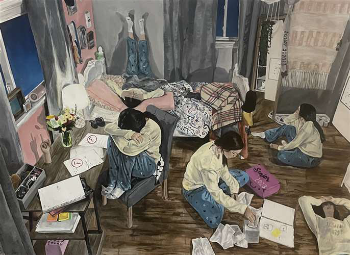 Paige Stanek, Mentor High School, 12th, Exhausted,Painting,Gold Key, Michelle Kane, American Visions Nominee