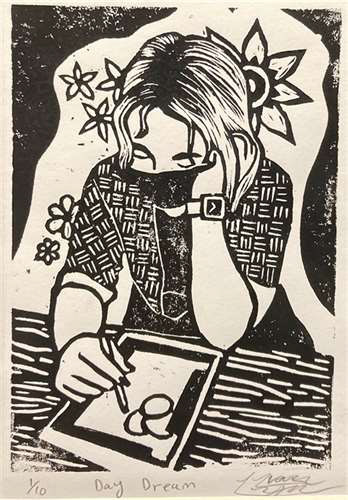 Llian Leyrer, Mentor High School, Grade 12, Day Dreaming, Printmaking, Educator: Heidi Toot, Honorable Mention