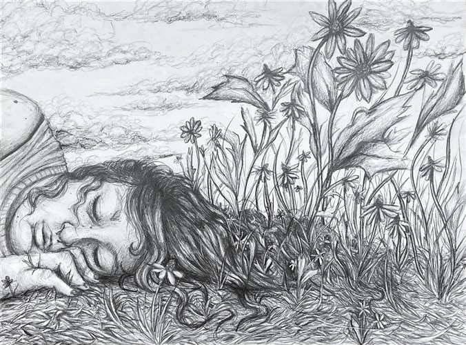 Emaline King, Lakewood High School, Grade 11, Lazy Day, Drawing & Illustration, Educator: Arline Olear, Honorable Mention