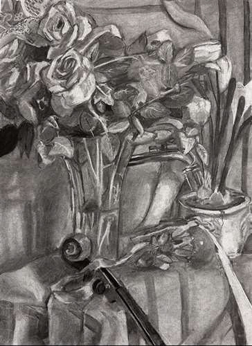 Sydney Allen, Rocky River High School, Grade 9, Floral Still Life, Drawing & Illustration, Educator: Laura Skehan, Honorable Mention