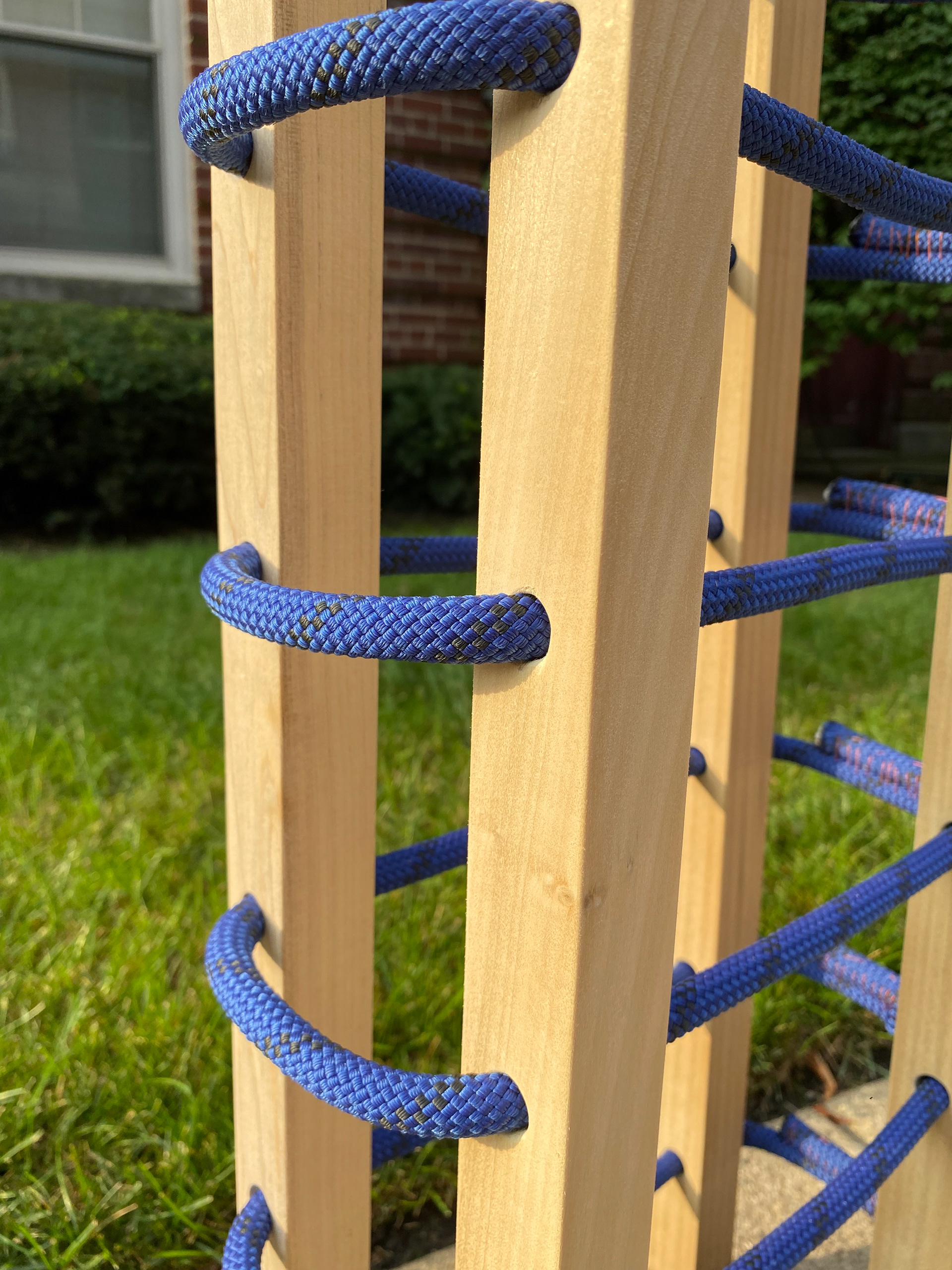 Side: retired climbing rope from local rock climbing gym