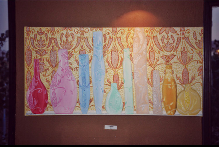 KEEPSAKES, ACRYLICS ON CANVAS, 50 X 100 cm