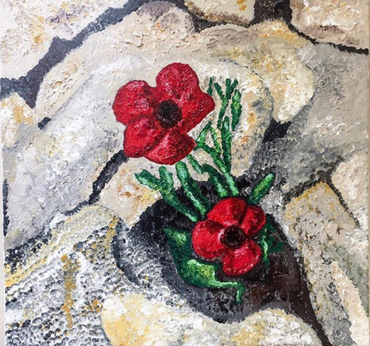 RED POPPYS, Acrylics On Canvas, 40 x 40 cm