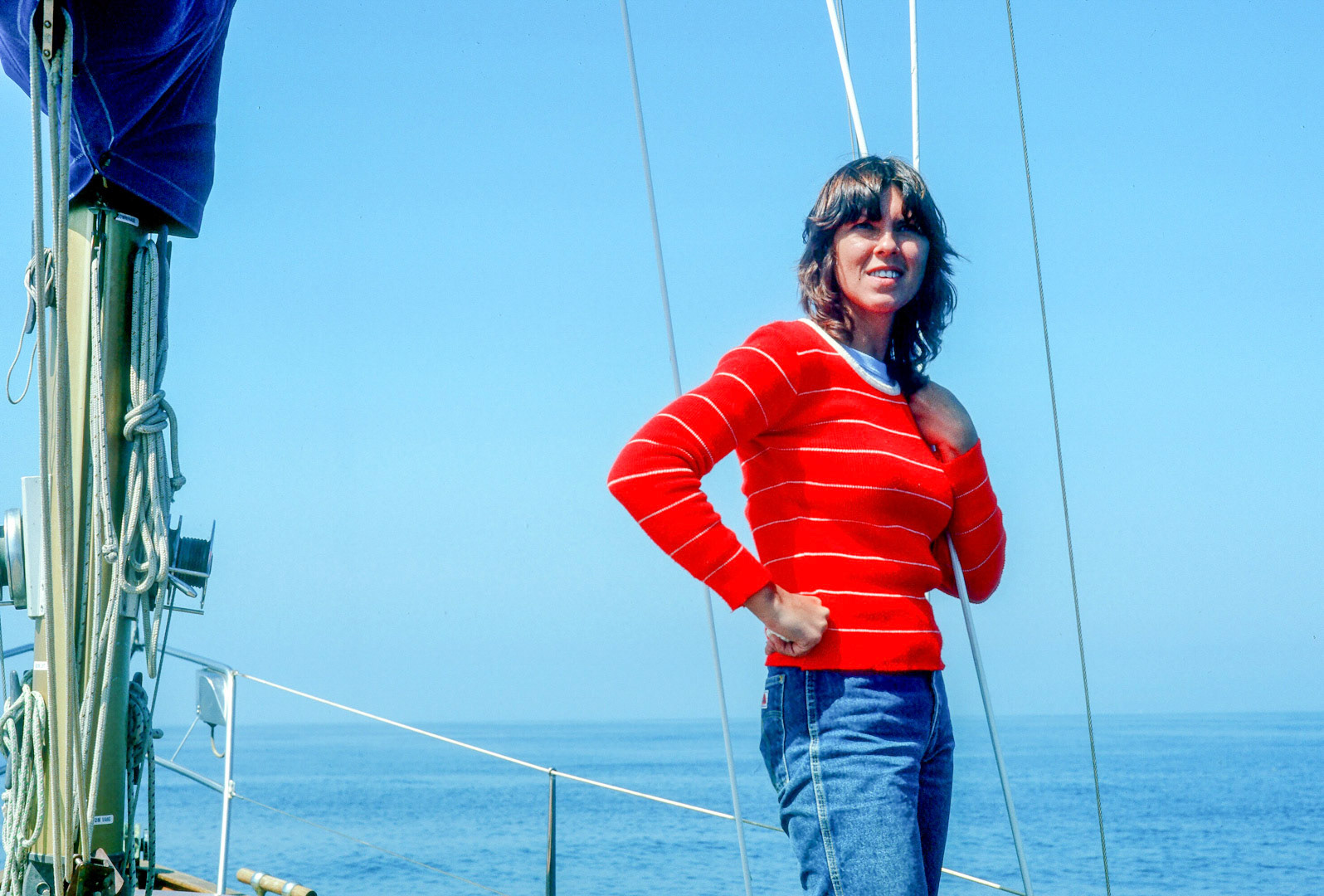 Patti on our friend's sail boat