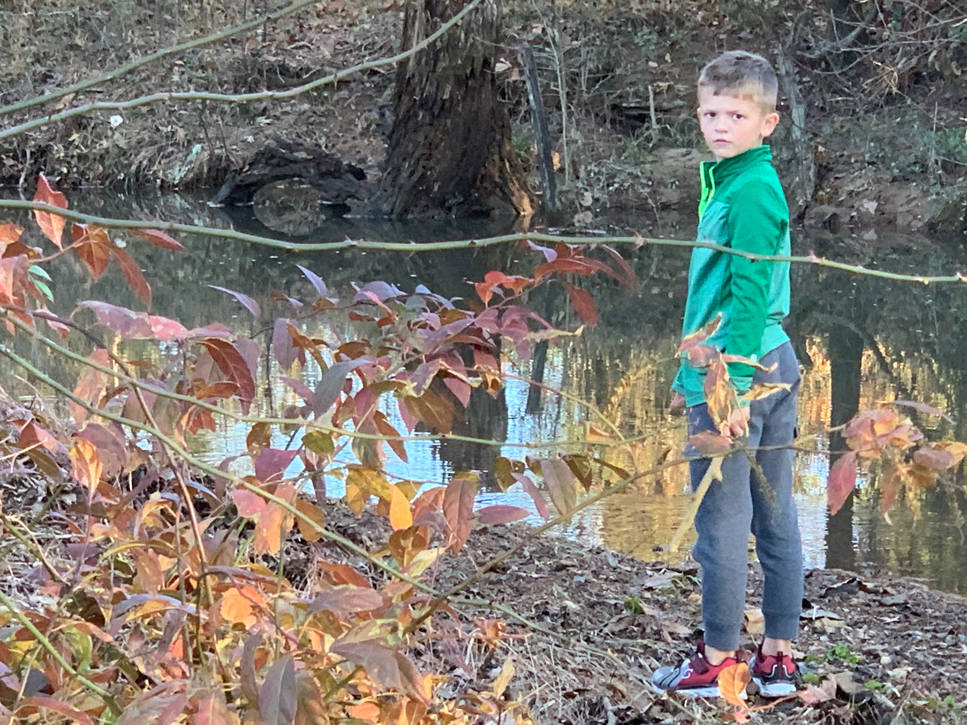 Max at a creek near our house