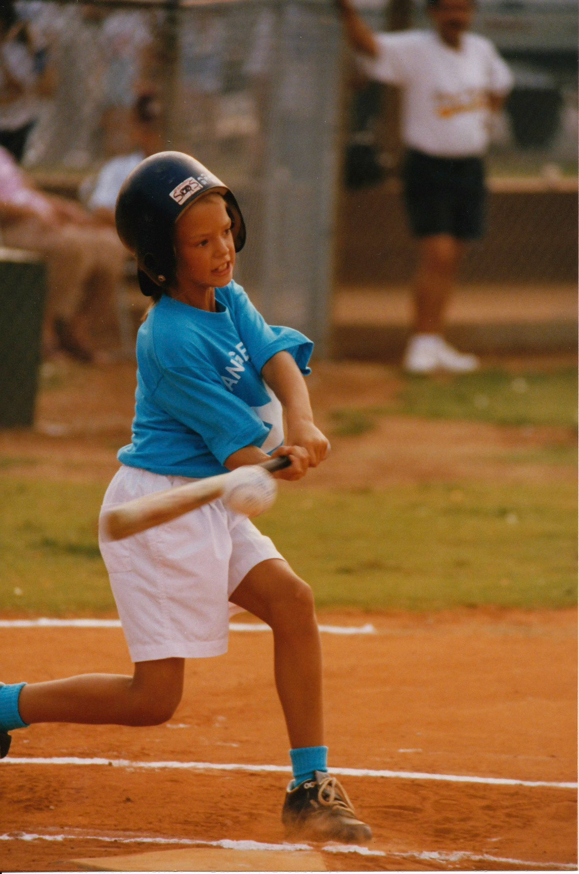 Lindsey playing softball