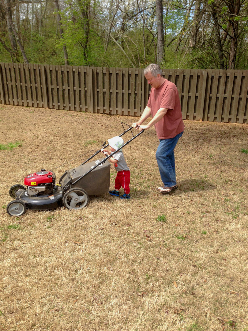 Max helping with the mowing (don't worry-it was off)