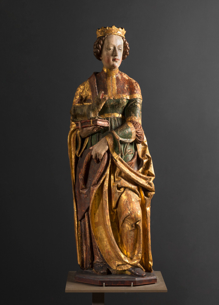 Anonyme. "Sainte Marguerite". Bois polychrome et doré. 1520. Musée des Beaux-Arts de la Ville de Paris, Petit Palais. © Julien vidal / Roger-Viollet