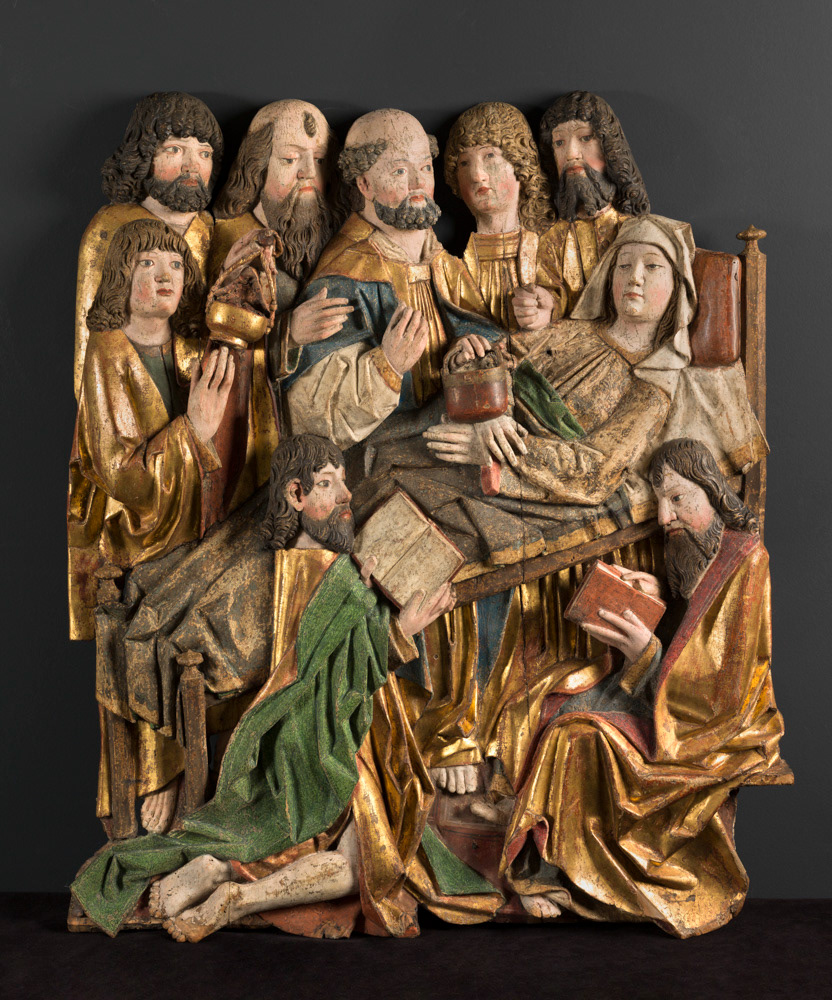 Anonyme. "La Dormition de la Vierge". Chêne polychromé. 1475. Musée des Beaux-Arts de la Ville de Paris, Petit Palais. © Julien vidal / Roger-Viollet