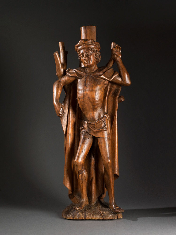 Anonyme. "Saint Sébastien". Bois décapé autrefois polychromé (tilleul ?). Musée des Beaux-Arts de la Ville de Paris, Petit Palais. © Julien vidal / Roger-Viollet