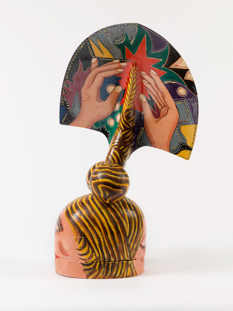 BAT-YOSEF Myriam (GUDMUNDSSON Myriam, dit). "Déméter". Bois, fer, liège, peinture acrylique. 1985. Paris, musée d'Art moderne. © Julien vidal / Roger-Viollet