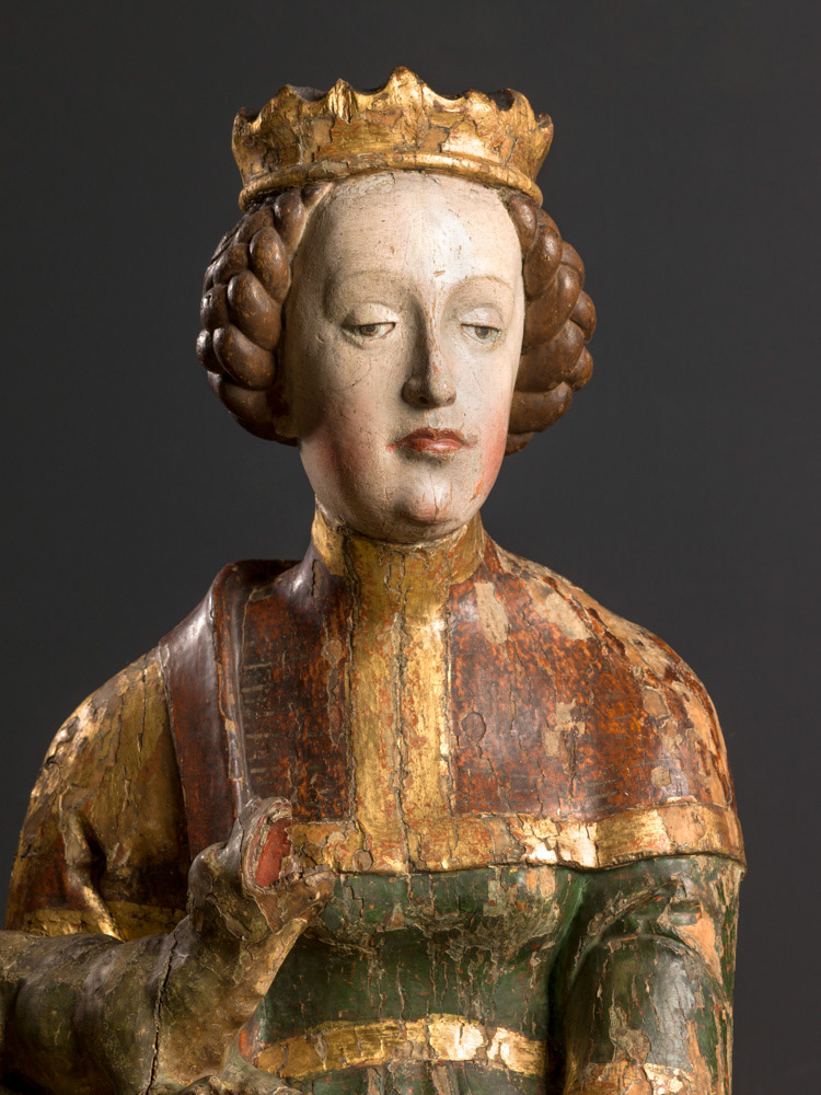 Anonyme. "Sainte Marguerite". Bois polychrome et doré. 1520. Musée des Beaux-Arts de la Ville de Paris, Petit Palais. © Julien vidal / Roger-Viollet