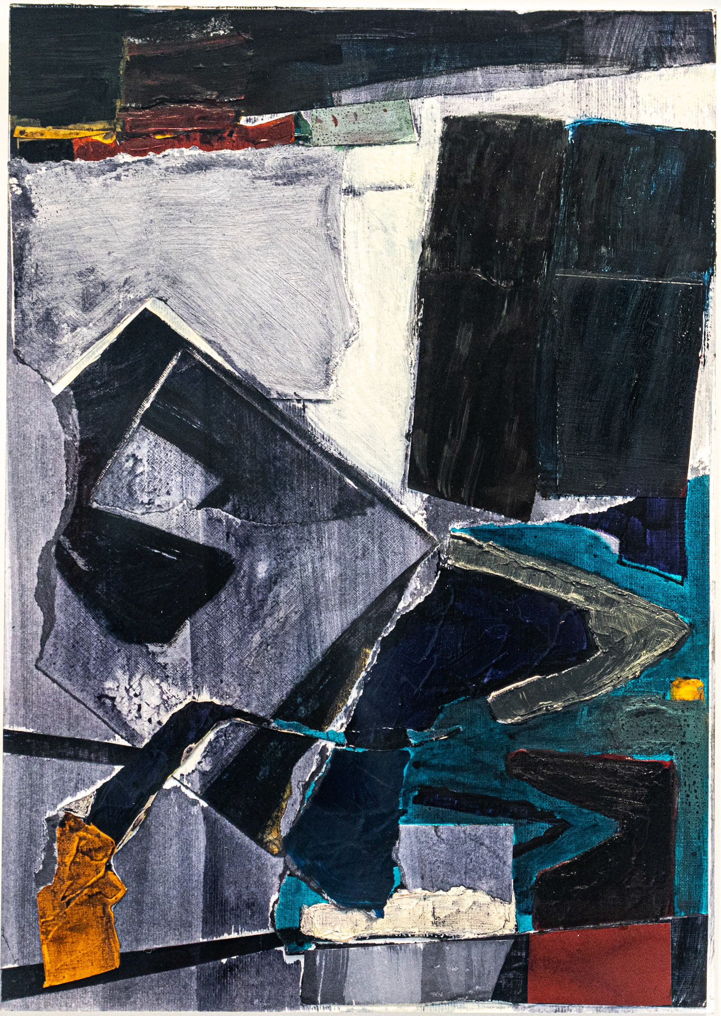 Taking a Tumble | 2023 | Collage: Acrylic, Ink &amp; Oil | 41cm x 54cm