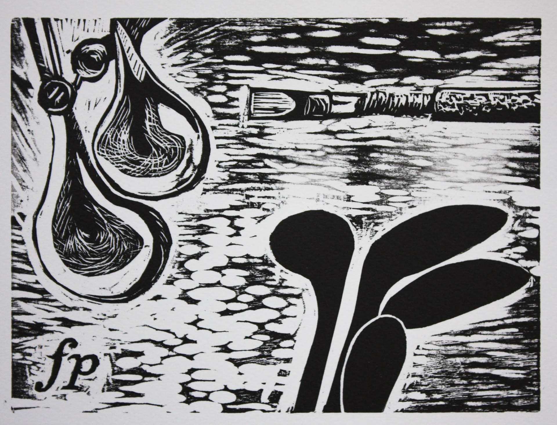 Woodblock print alone