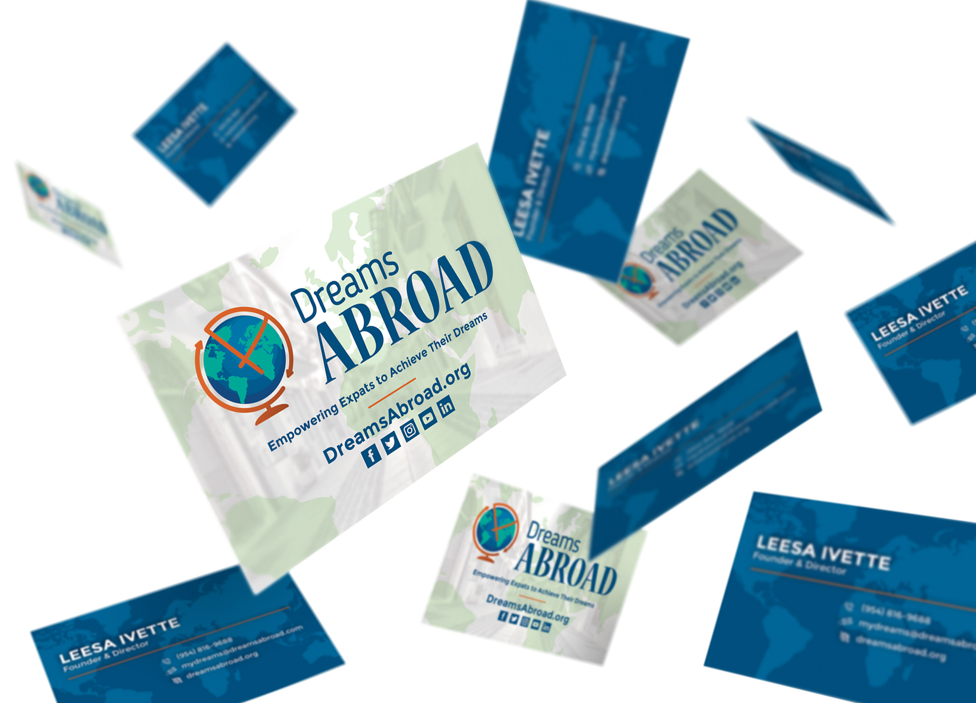 Business cards for a travel agent.