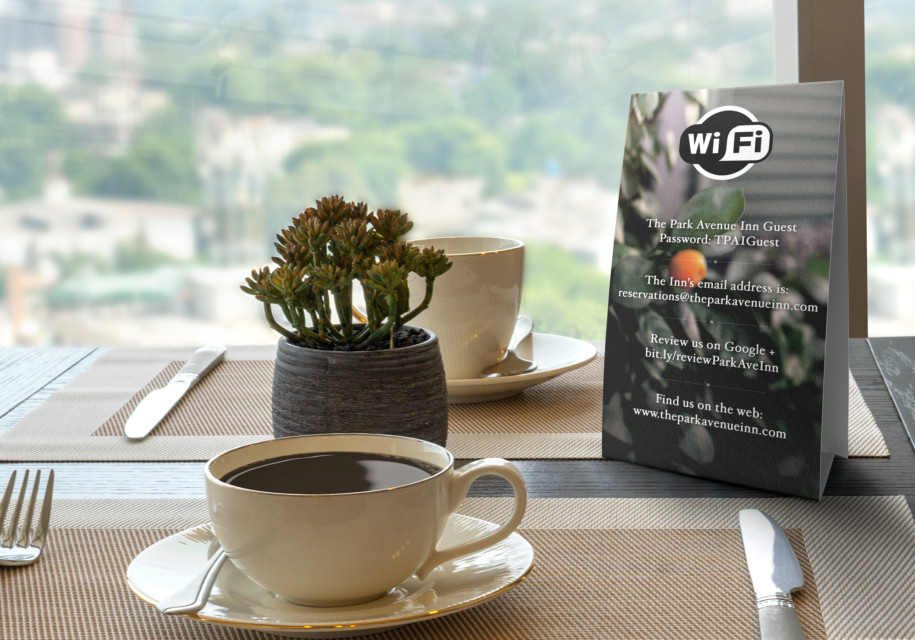 Wifi table top card design.