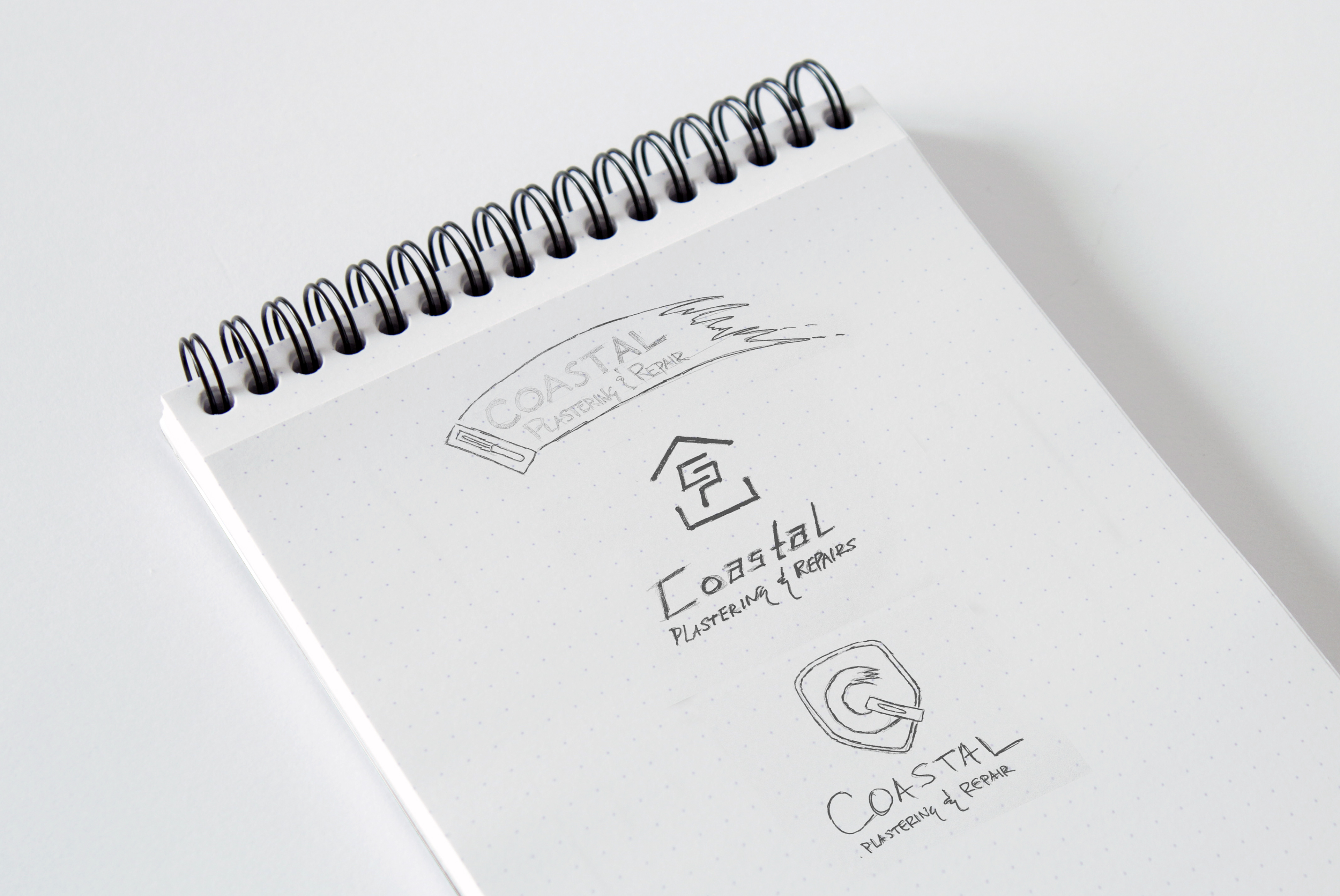 Coastal Plastering & Repair sketch development for their logo and branding.