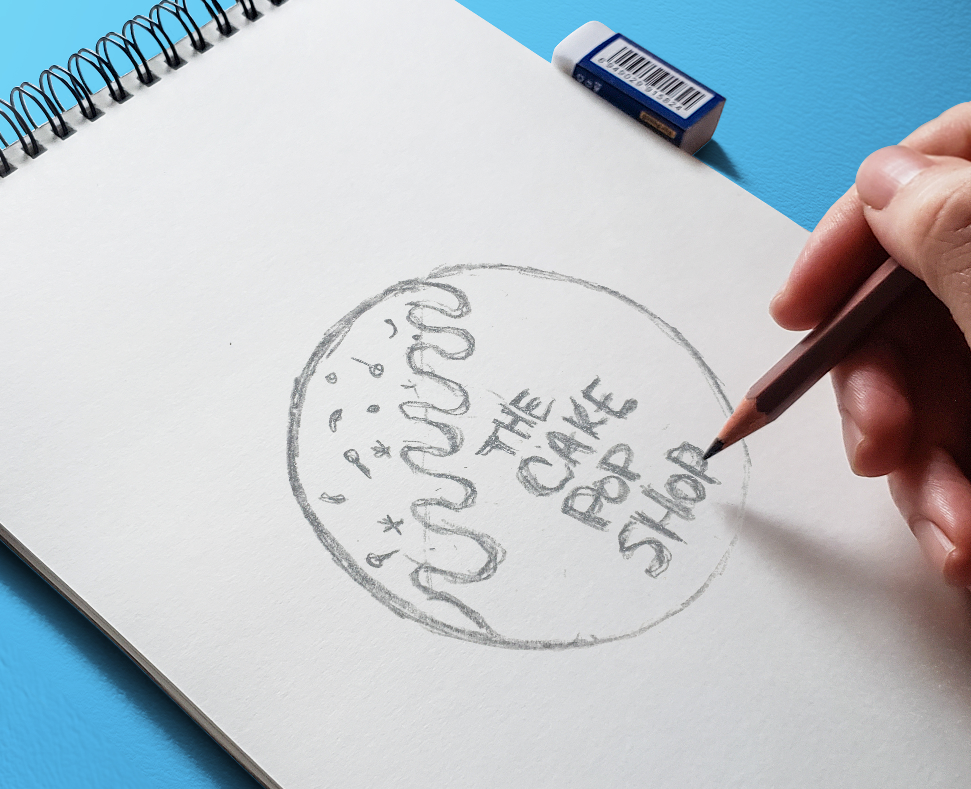 Sketch of The Cake Pop Shop Logo.