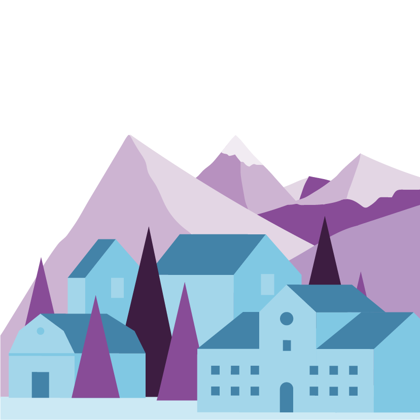 Drug B & C: Purple mountain landscape and blue townscape combined