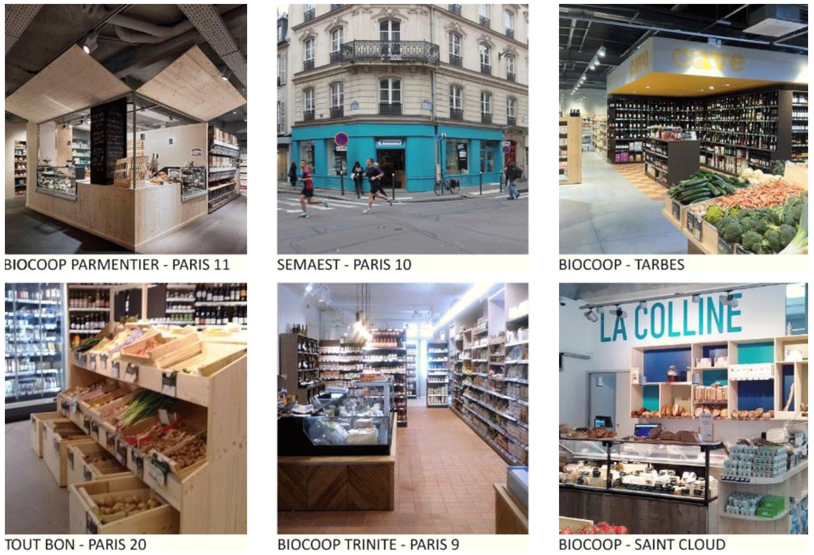 Les matériaux biosourcés et géosourcés utilisés dans les projets donnent une ambiance saine et chaleureuse aux magasins