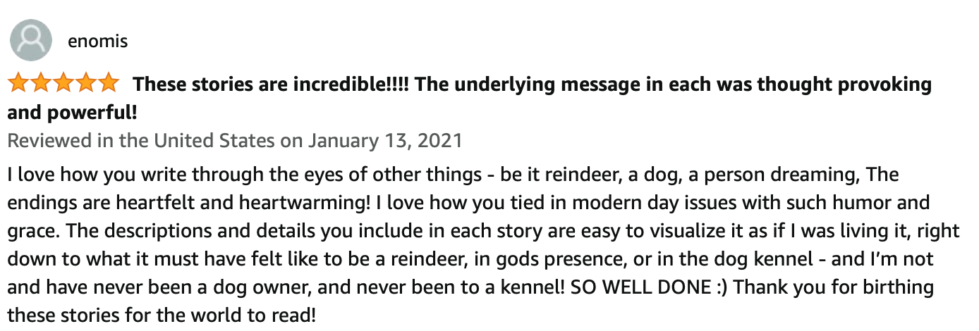 Thank you for your kind review of Staycation For The Soul: A Collection Of Short Stories!