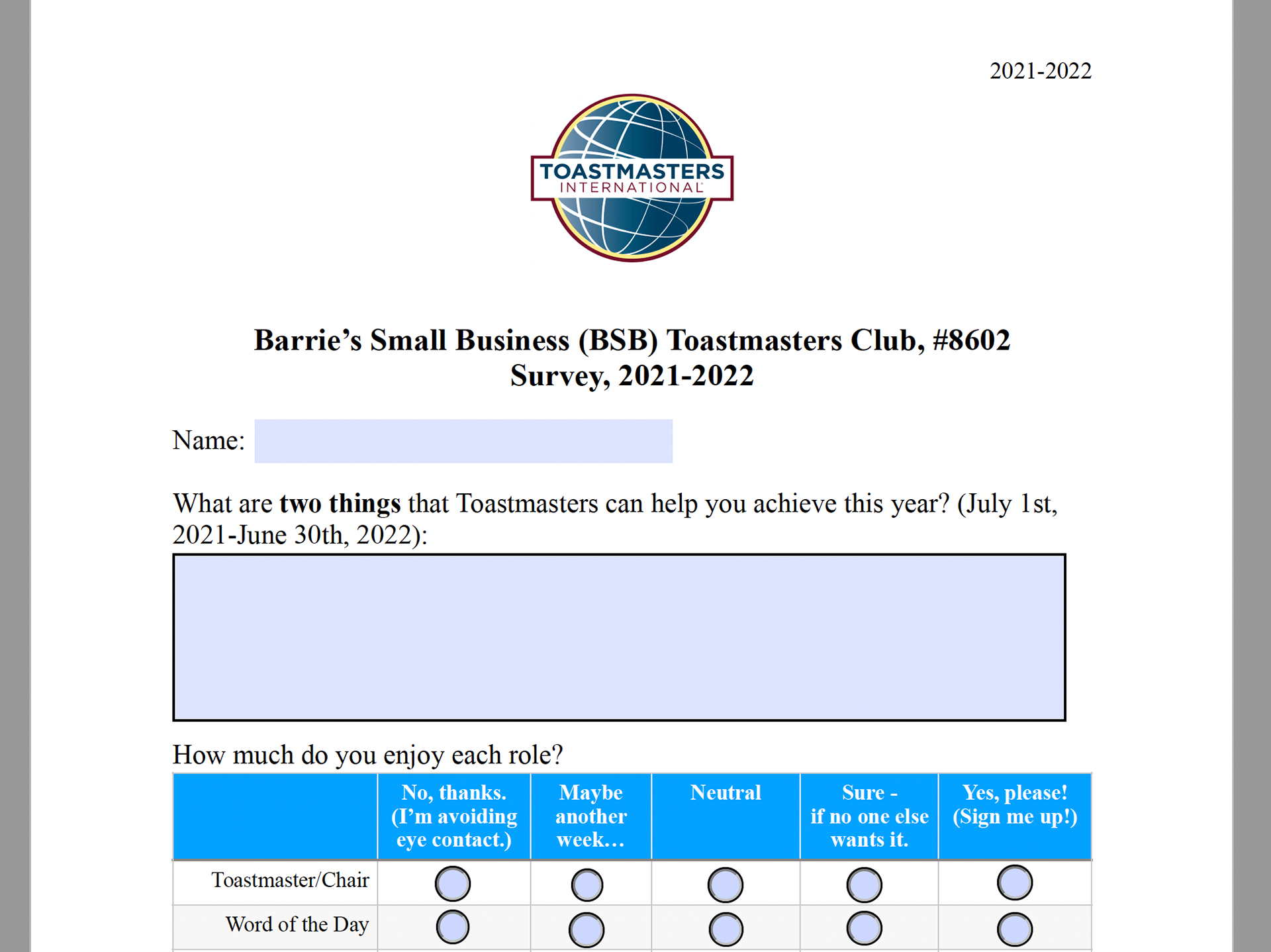 Part of page 1 of the first fillable form I created in May 2021.