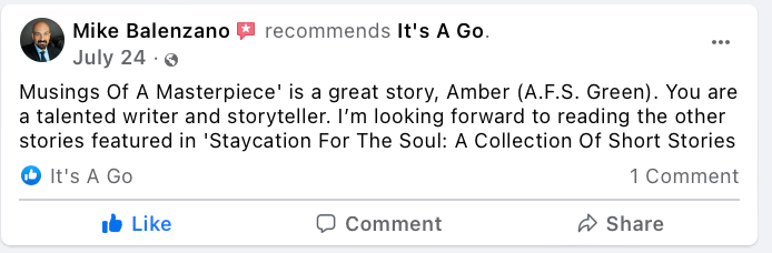Thank you for your review of Staycation For The Soul: A Collection Of Short Stories, Mike!