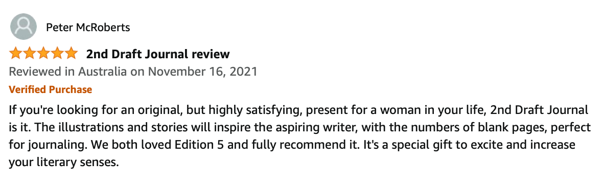 Thank you for your review of Second Draft Journals: A Dignified Collection (Issue 5), Peter!