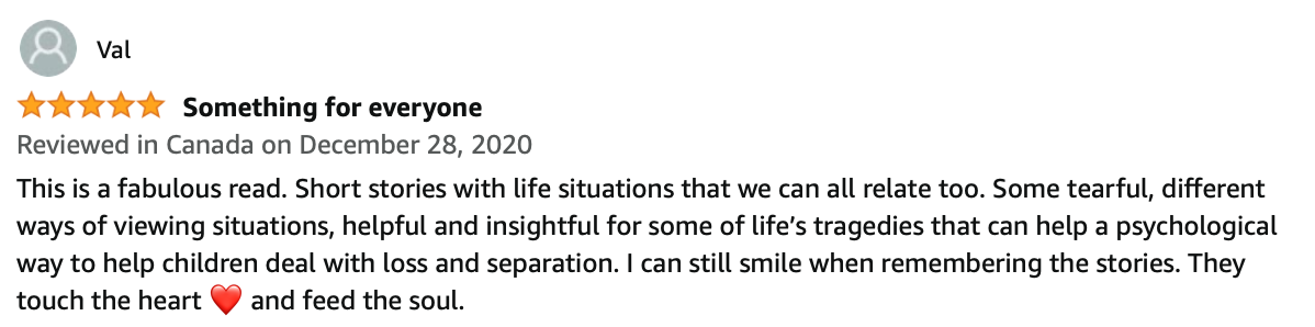 Thank you for your review of Staycation For The Soul: A Collection Of Short Stories, Val!