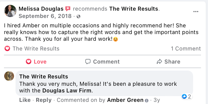 A wonderful review of my content writing. Thanks, Melissa Douglas!