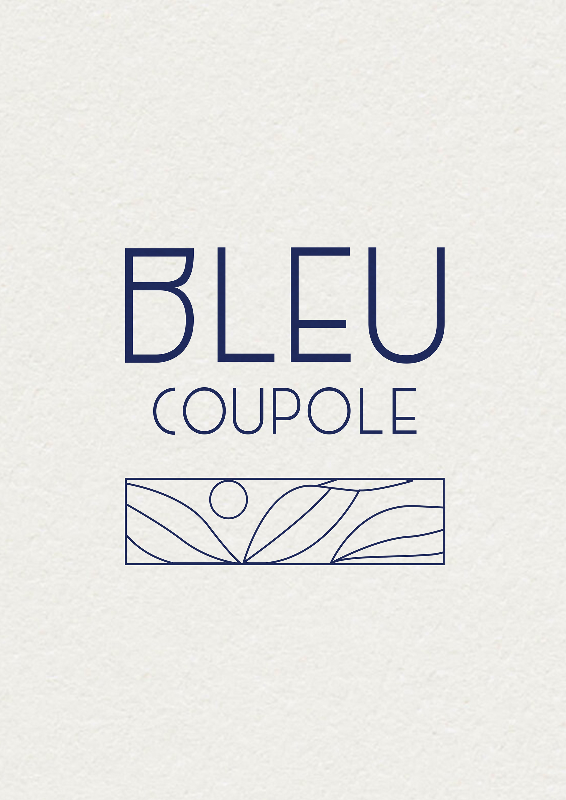 Création du logo pour le restaurant Bleu Coupole, travail autour du vitrail, élément emblématique de l'architecture du restaurant, ici revisité.