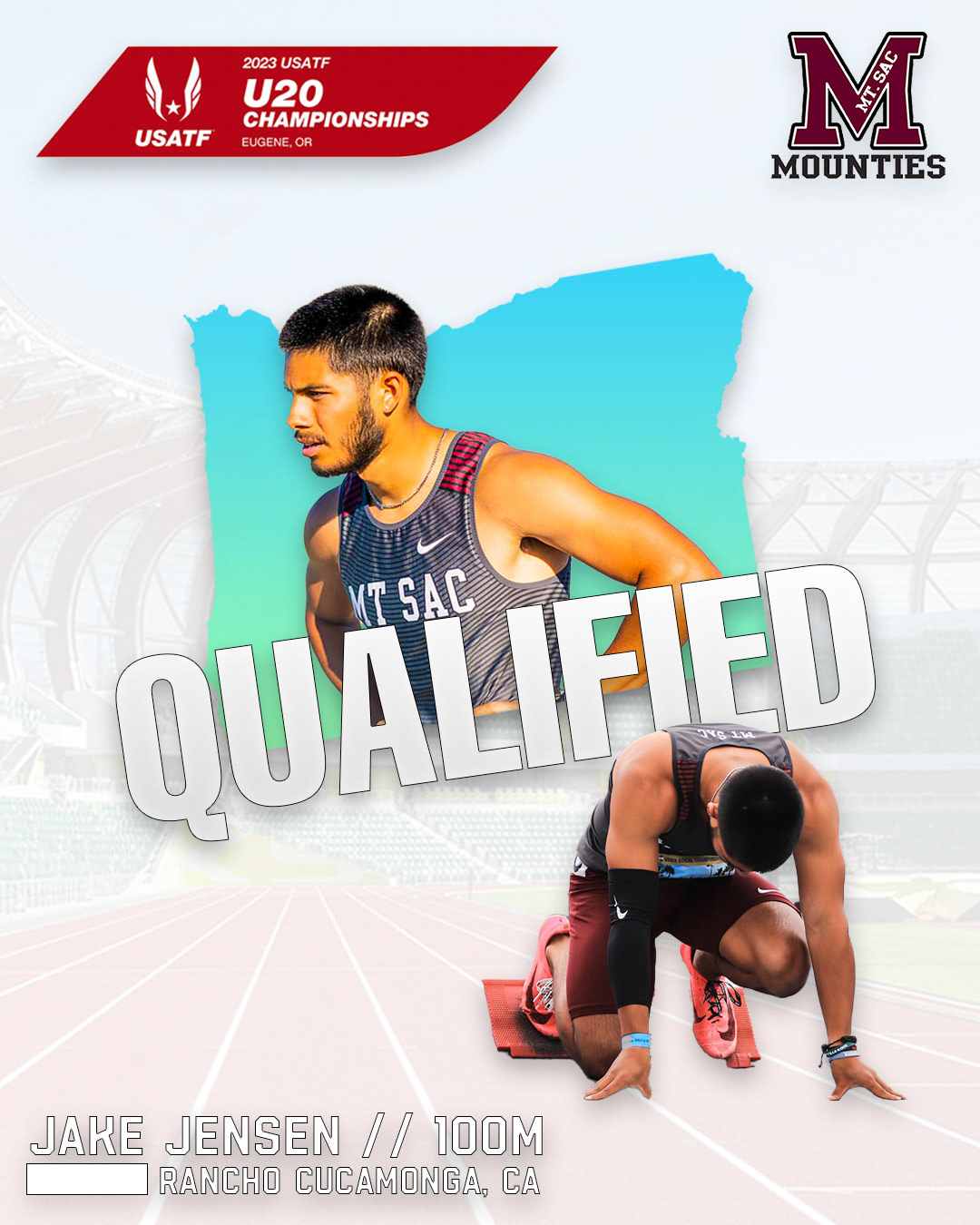 2023 USA Track & Field Qualification Graphic done for Jake Jensen / Mt. San Antonio College