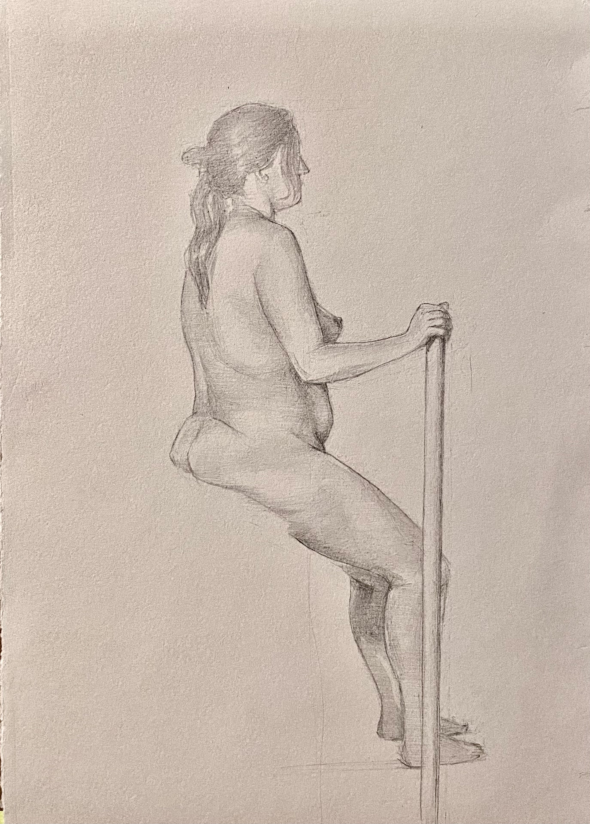 Figure drawing session 3, November 2022, graphite on paper, 11" x 16"