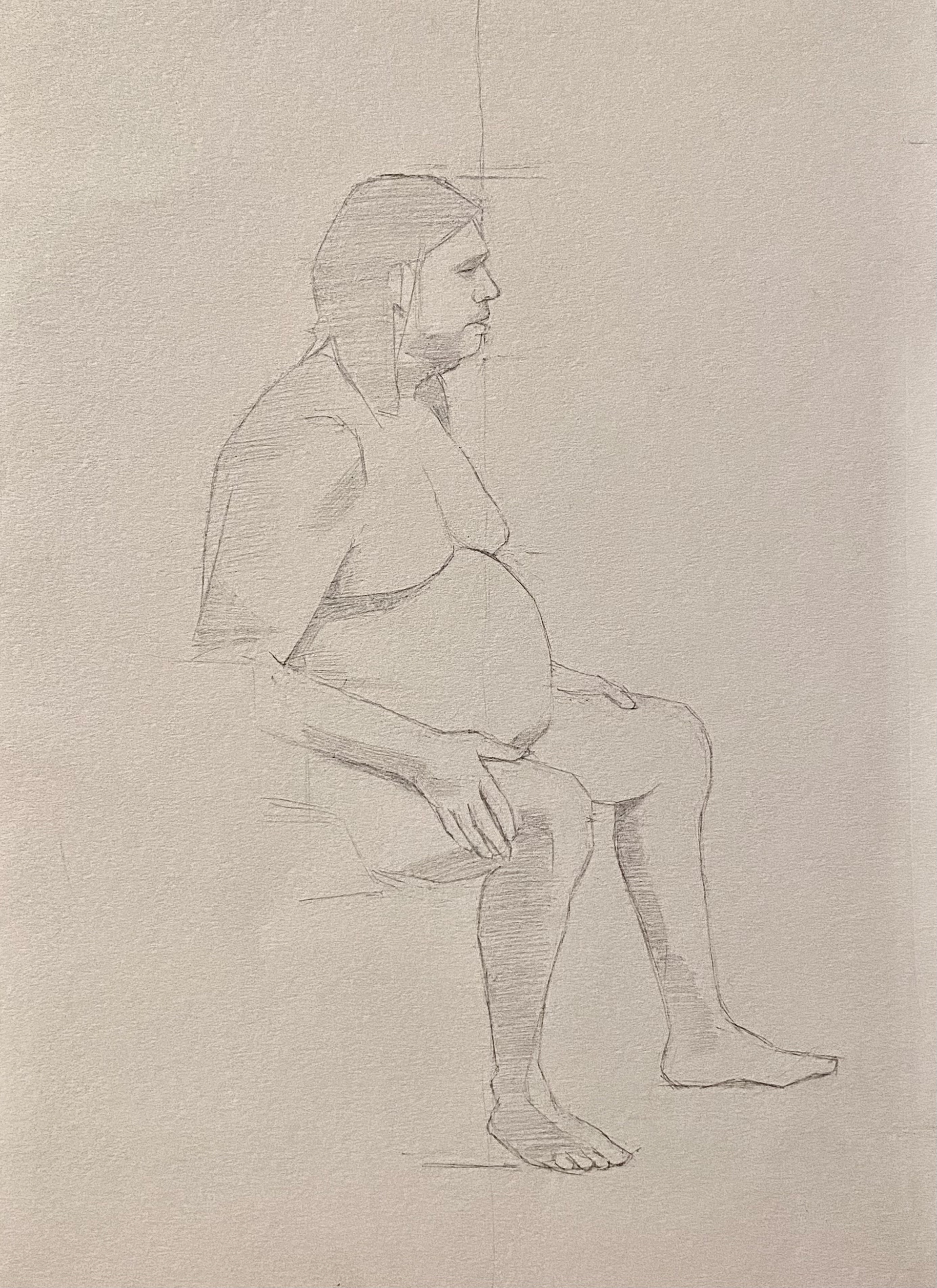 Figure drawing session 2, November 2022, graphite on paper, 11" x 16"